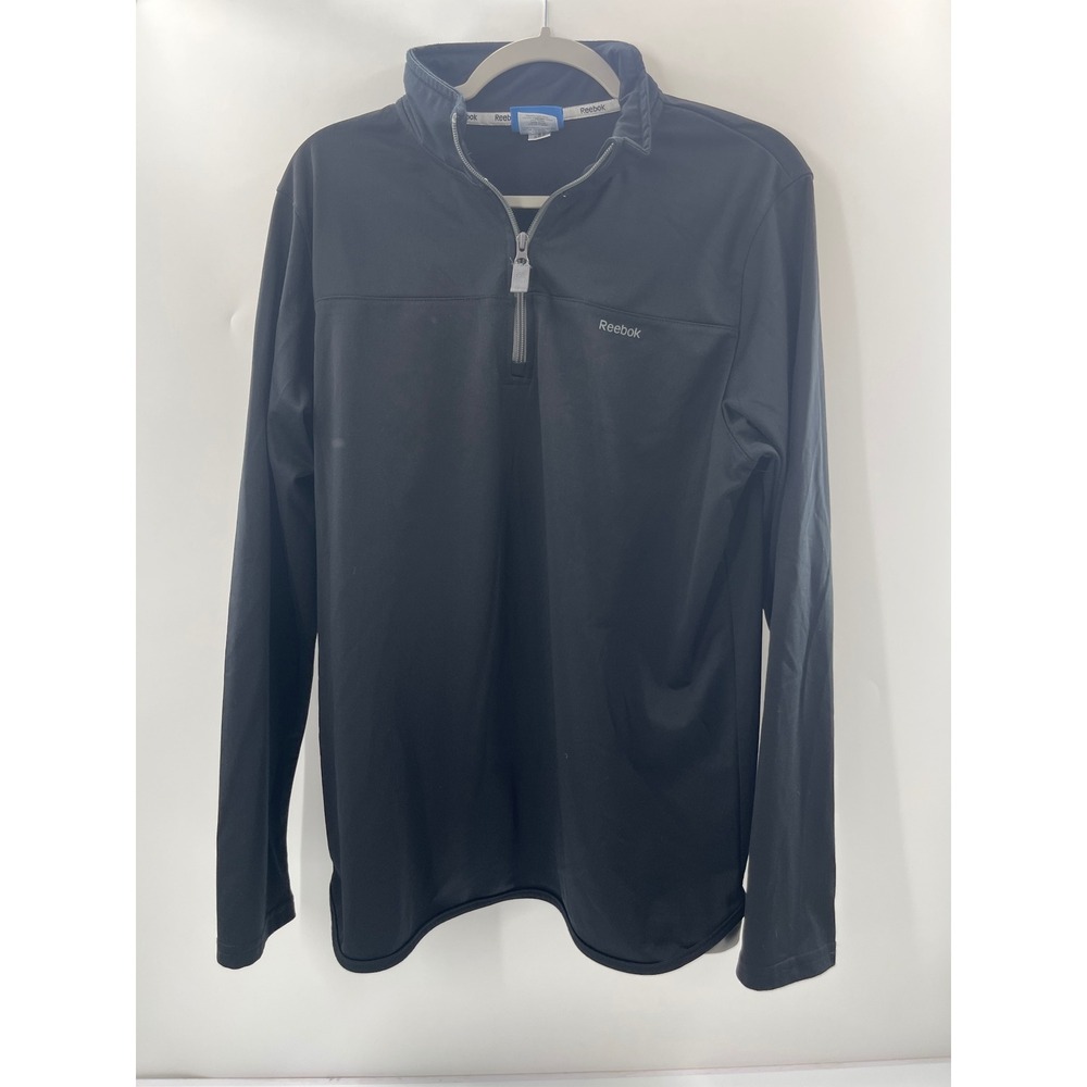 Reebok Mens Black Quarter Zip Pullover Long Sleeve Athletic Shirt Size Medium